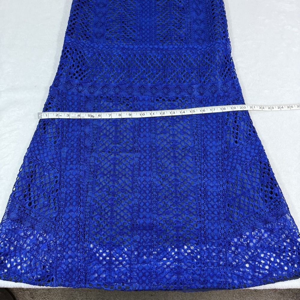 VINCE SLEEVELESS CROCHET LACE SILK LINED  MIDI DRESS SZ 4 BLUE Classy City - Picture 14 of 15